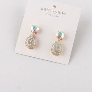Kate Spade 18k Gold Plated Glitter Drop Earrings